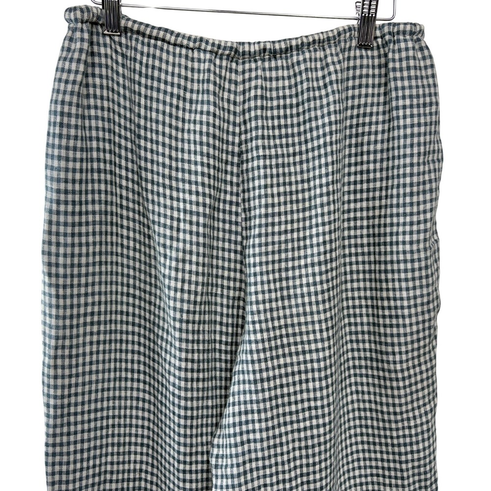Reformation Blue White Gingham 100% Linen Wide Leg Drawstring Pants Womens Large - Picture 3 of 8
